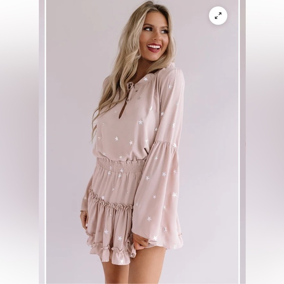 BUDDY LOVE 
STAR OF THE SHOW RUFFLE DRESS IN ROSE QUARTZ - Picture 4 of 12